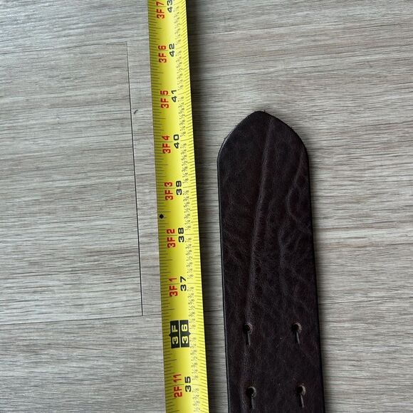 Vintage Post Card XS/S Italian Leather Belt Dark Brown‎ Double Prong Buckle main image 4